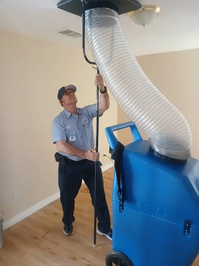 Mini Split Installation technician using HEPA equipment in Hinesville